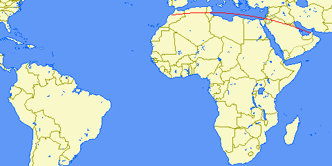 Dubai to Casablanca flight path