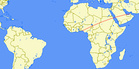 Dubai to Lagos (Nigeria) flight path