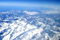 mountains seen on a flight from Dubai to Paris